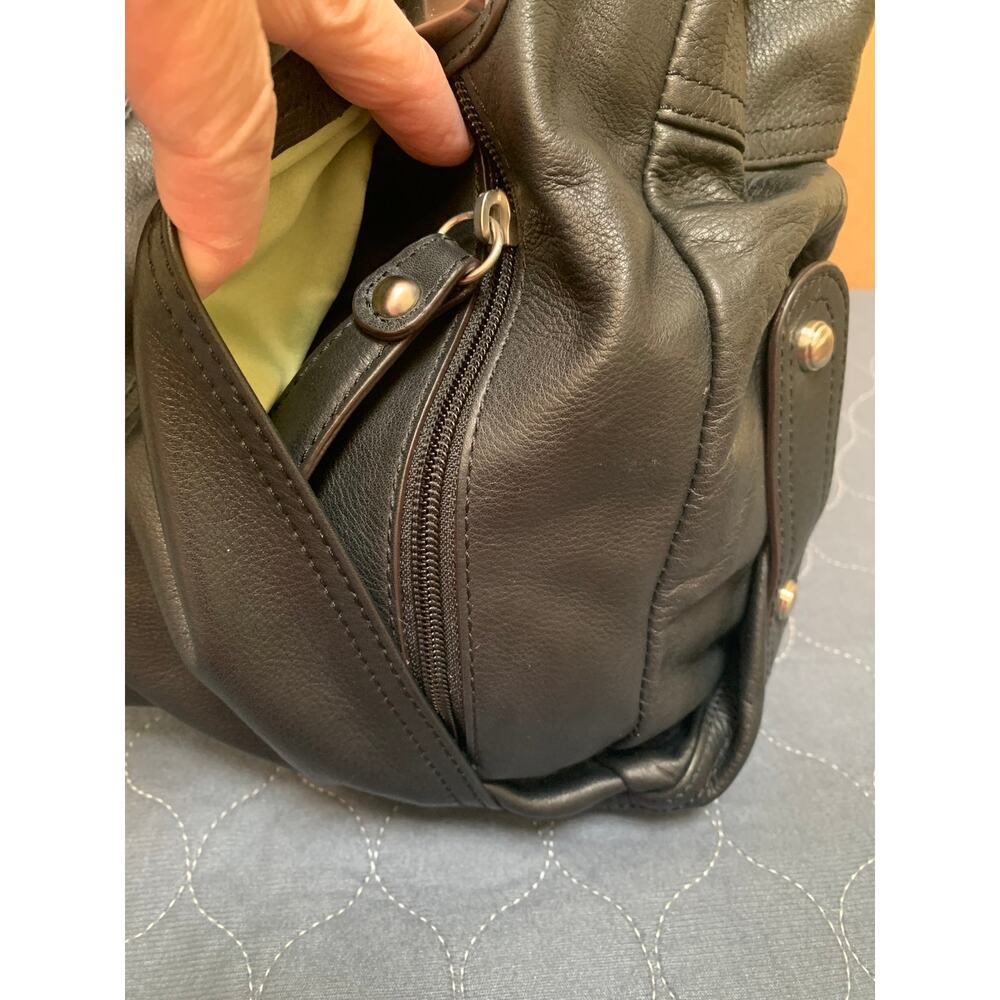 B MAKOWSKY Large Butter Soft Black Leather Double Strap Shoulder Bag Tote - Picture 3 of 16